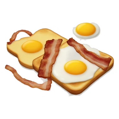 “Two fried eggs, crispy bacon, and buttered toast on a plate.” sticker