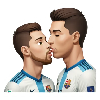 Ronaldo kissing Messi sticker