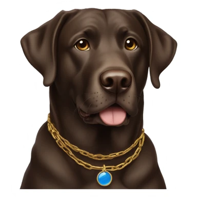 adult choc lab male smiling with blue eyes and a gold chain collar  sticker