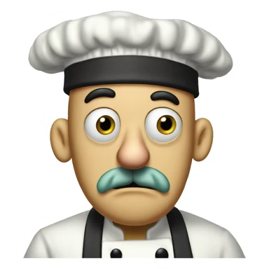 Anxious Italian Man in the Courage The Cowardly Dog Artstle with a squidward like nose, a chef hat, a small black moustache, and large mouth behind his nose. sticker