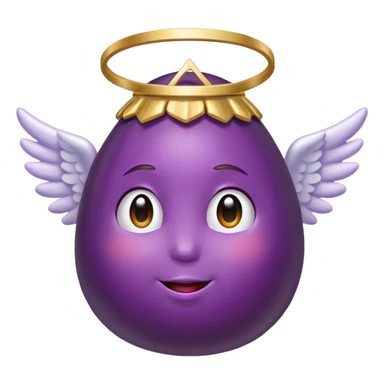 Eggplant from the side wearing an angel halo sticker