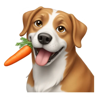 Dog eating carrot sticker