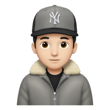 Cappellino New Era New York nero e persona con giubbotto di pecora grigio sticker