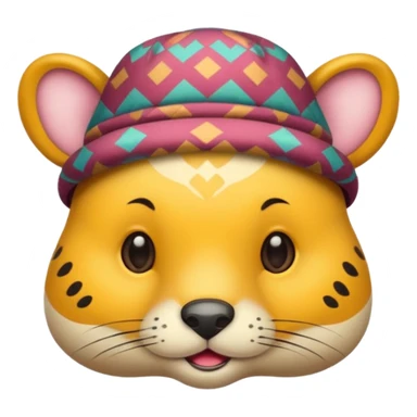 animal wearing patterned hat  sticker