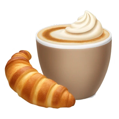 Cup of cappuccino with croissant sticker