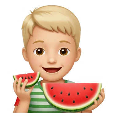 Fait un emojie de un gamin qui mange une pastèque sticker