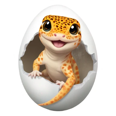 Orange leopard gecko emerges from egg sticker