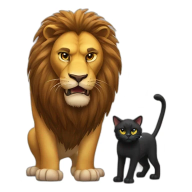 Big Lion and small black cat angry sticker