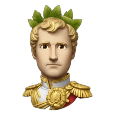 Laurel wreath on short hair serious napoleon bonaparte golden statue sticker