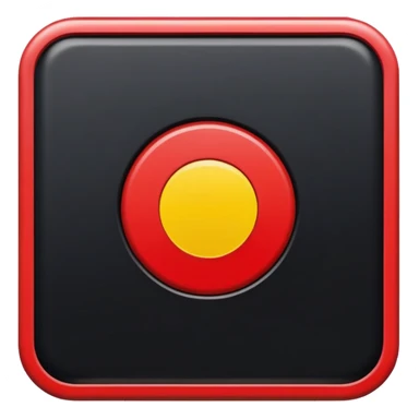 A black and red rectangle with a medium sized yellow circle in the middle sticker