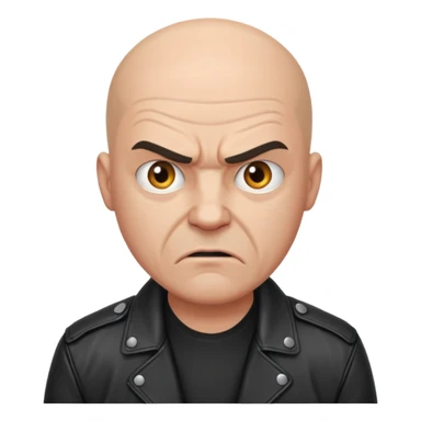 Angry bald man in a leather jacket sticker