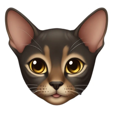 dark abyssinian cat with big ears and black kitten with small white speck sticker