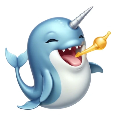 Cinematic Cute Yawning Narwhal Portrait Emoji, Head tilted slightly with a dramatic, wide-open yawn, showcasing a sleek, graceful form and a subtly curved tusk, sleepy eyes half-closed in drowsy contentment, Simplified yet irresistibly adorable features, highly detailed, glowing with a soft, cozy oceanic glow, high shine, relaxed yet expressive, stylized with a touch of whimsical charm, bright and endearing, soft glowing outline, capturing the essence of a drowsy yet affectionate sea guardian that seems ready to drift out of the screen for a nap! sticker