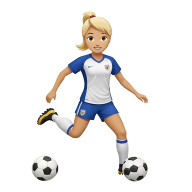 Soccer girl pose with feet showing sticker