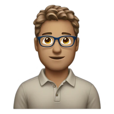 Blue polo strong white brown hair guy with glasses sticker