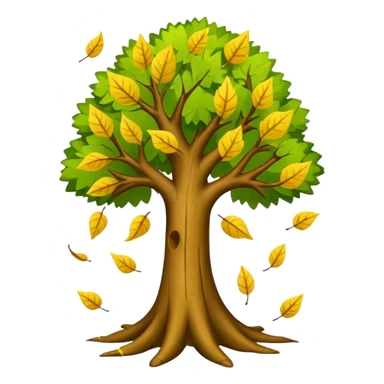 Tree with falling leaves, green leaves falling  sticker