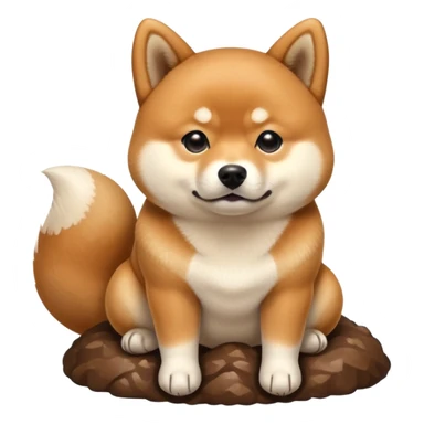 A Shiba Inu sitting on the poop sticker