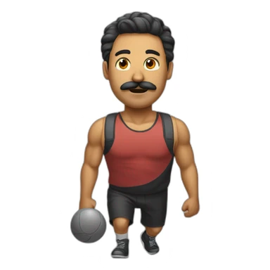  Expressivelyh strenuously carrying a lot of balls Man with mustache sticker
