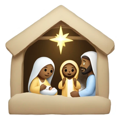 Nativity with white Jesus, Mary, and Joseph sticker