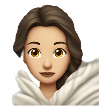 Brunette girl laying on couch wrapped in white knit blanket sticker
