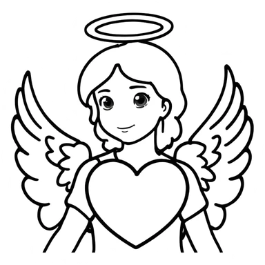 heart with an angel halo above it and angel wings sticker