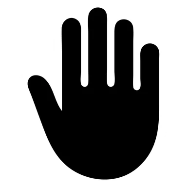 right hand, black and white, fingers open, solid style sticker