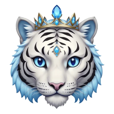 ESO Female white/black tiger khajiit leader of the umbral rose, glowing blue eyes, glowing blue 'third eye' gem; shadow gem silver tiara sticker