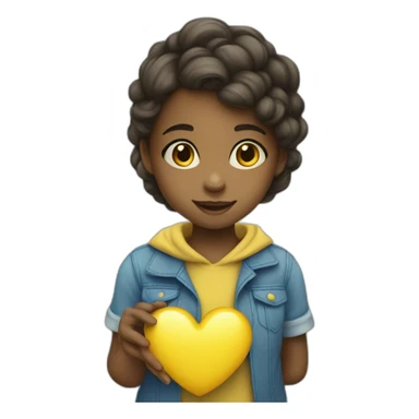 little girl with blue and yellow heart and she is kind sticker