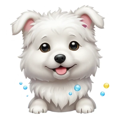 white dog with soap bubbles sticker
