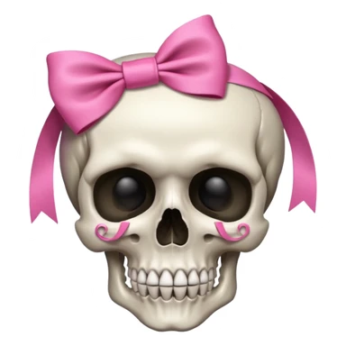 A skull with a small pink ribbon on the side of its head sticker