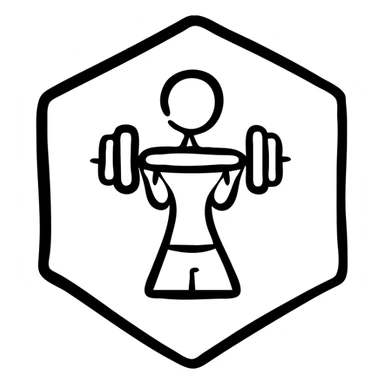 gym icon hexagonal shape hand drawn black outline sticker