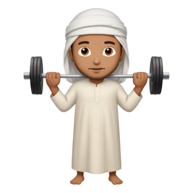 brown muslim man pushing weight wearing thobe  sticker
