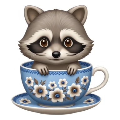 raccoon in a tea cup sticker