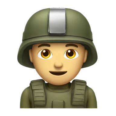 A guy with a military suit and helmet sticker