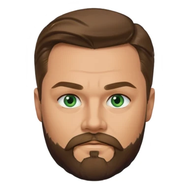 a good looking like leonardo di caprio blue eyes, beard, mustache, a black shirt, green eyes sticker