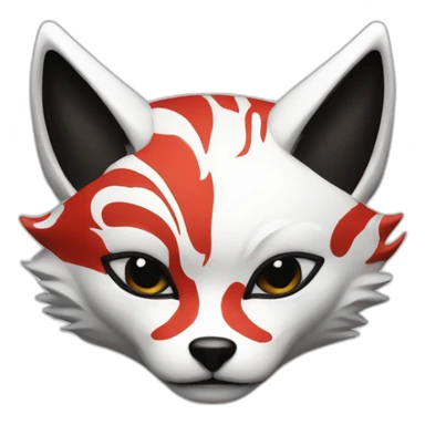 Hacker with Japanese red, black, white kitsune mask sticker