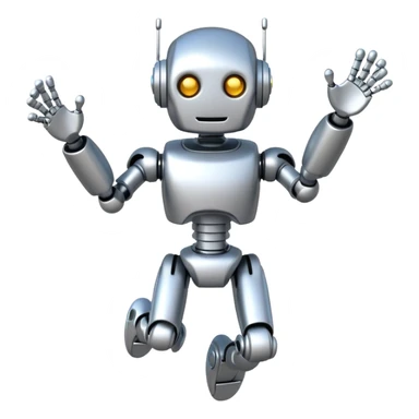 silver robot jumping sticker