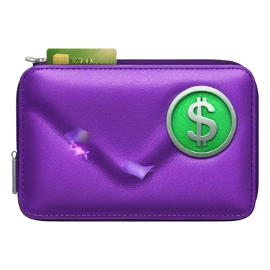 glitter purple wallet $ green symbol sticker