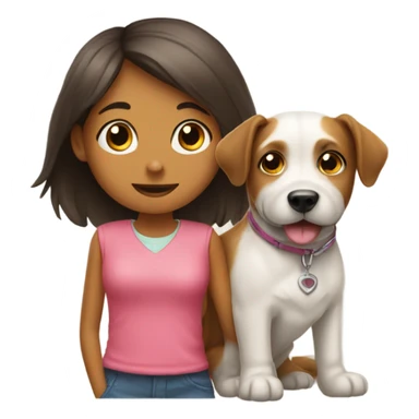 A dog with a girl sticker