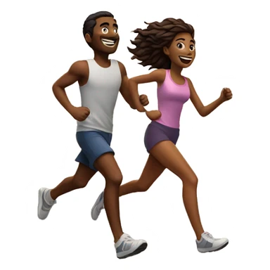 Guy and girl running to sunset  sticker