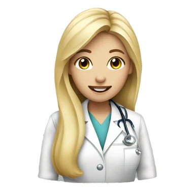 Blonde girl Doctor Dentist looking at a RX sticker