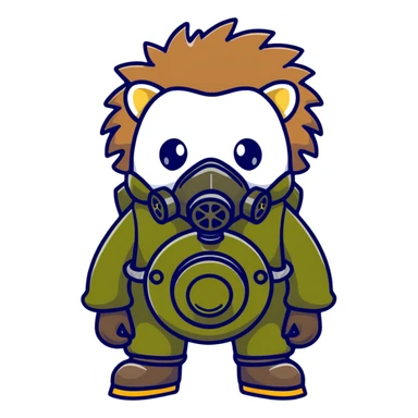hedgehog wearing a gas mask sticker