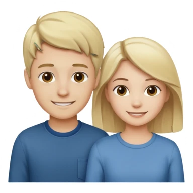 blonde boy smiling with pale brunette girl sticker