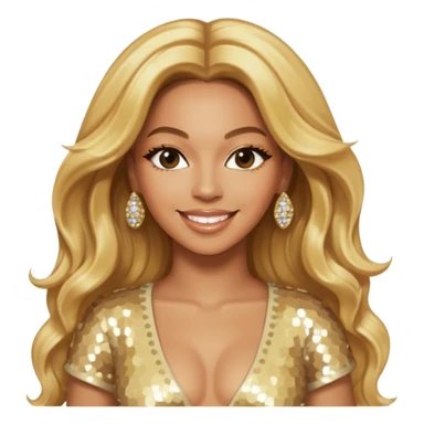 Beyonce from Destiny's Child with long golden blonde hair, cream sequin outfit sticker