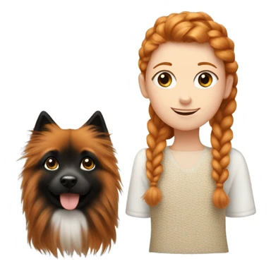 Ginger girl with braided hair and black spitz sticker