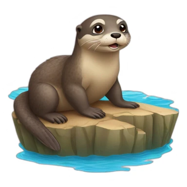 loutre sur tortue sticker