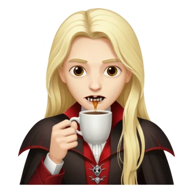 blonde long haired vampire drinking coffee sticker