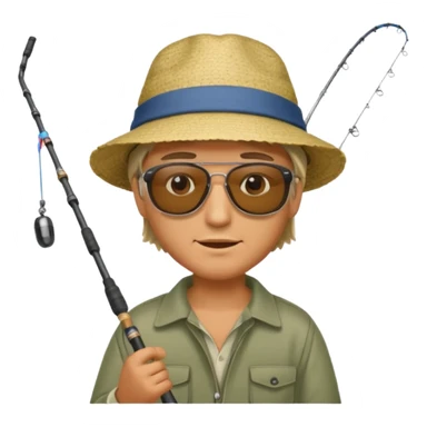 a man holding a fishing rod sticker