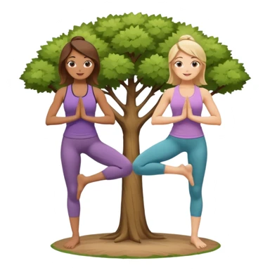 Two women doing yoga in tree pose  sticker