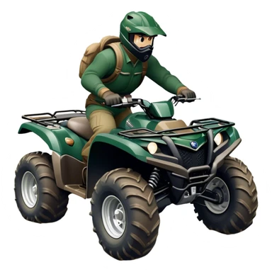 Yamaha Grizzly 700 (2019) – Cinematic-realistic Yamaha Grizzly 700 ATV, its dark green frame tearing through muddy trails. Thick off-road tires grip the rugged terrain sticker